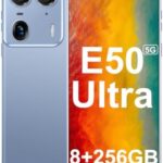 E50 Ultra 5G Phones Unlocked 2024 Android 13 Cell Phone 6.8-inch HD Screen 24MP+50MP Camera 8GB+256GB 8-Core Smartphone 6800 mAh Long Battery Android Phone 5G Dual SIM(Glacial Blue)