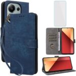 for Xiaomi Redmi Note 13 Pro 4G/Poco M6 Pro 4G LTE Wallet Case with Screen Protector Leather Card Holder Kickstand Cell Phone Cover for Redmi Note13 Pro LTE Blue