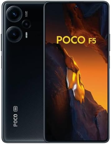 Xiaomi Poco F5 5G + 4G LTE 256GB + 12GB Global Version Unlocked 6.67″ 120Hz 64Mp Triple Camera (Tmobile Mint Tello Metro USA Market) + (w/Fast Car 51W Charger Bundle) (Black (Global))