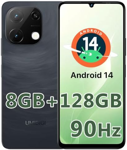 UMIDIGI G9T Cell Phone, Android 14 Smartphone Unlocked, 6.75″ HD+ 90Hz Display, 5000mAh Battery, 18W Fast Charging, 8(4+4)+128GB/1TB TF, 13MP Camera, AI Face & Fingerprint Unlock, 4G Dual SIM, GPS