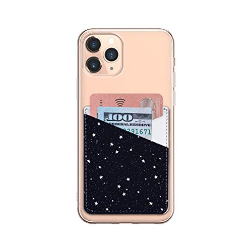 Galaxy Stars Holder Stick on Credit Card Wallet Cellphone Sticker Back 2 Slots Sleeve Designer Pouch Cards Keeper fits for iPhone, Samsung, Huawei, Xiaomi Pixel