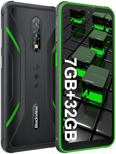 Blackview Phone BV5200, Rugged Phone 7(4+3) GB+32GB 1TB Expand, 6.1” Incell 13MP Camera Smartphones, 5180mAh Rugged Smartphone, 3 Card Slots, IP69K, Face ID, Glove Mode, NFC/OTG/4G LTE+5G WiFi-Green