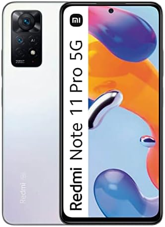 Xiaomi Redmi Note 11 Pro 5G + 4G Volte 128GB + 8GB Factory Unlocked 6.67″ 108MP Camera Night Mode (Not Verizon Sprint Boost Cricket Metro At&T) + Extra (w/Fast Car Charger Bundle) (Polar White)