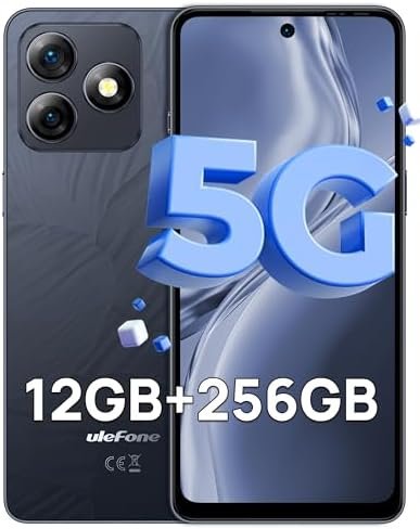 Ulefone Note 18 Ultra 5G Unlocked Phone, Up to 12GB RAM, 256GB ROM, MediaTek Dimensity 720, 50MP Dual Cameras, 32MP Front Camera, 6.78” FHD+, 5450mAh, Android 13, Custom Key, NFC Smartphones (Black)