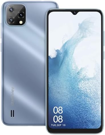 Blackview Unlocked Cell Phone A55, 4780mAh Battery, 4G LTE(Support AT&T/Cricket/T-Mobile), 6.528″ Incell Display, 3+16GB, 8MP Dual Camera Unlocked Android Phones, 3 Card Slots, Face ID, GPS, Blue