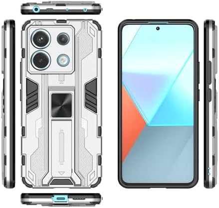 Compatible with Redmi Note 13 Pro 5G Case Cover,Compatible with Xiaomi Poco X6 5G Protective Phone Cover with Kickstand,Magnetic Attraction Function Case Silver