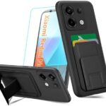 Case for Xiaomi Redmi Note 13 Pro 5G (Not for 4G) / Poco X6 5G Phone Case with Tempered Glass Screen Protector, Folding Card Holder/ Slots Kickstand/Stand Wallet Case for Redmi Note 13 Pro 5G – Black