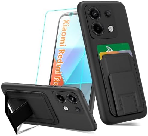 Case for Xiaomi Redmi Note 13 Pro 5G (Not for 4G) / Poco X6 5G Phone Case with Tempered Glass Screen Protector, Folding Card Holder/ Slots Kickstand/Stand Wallet Case for Redmi Note 13 Pro 5G – Black