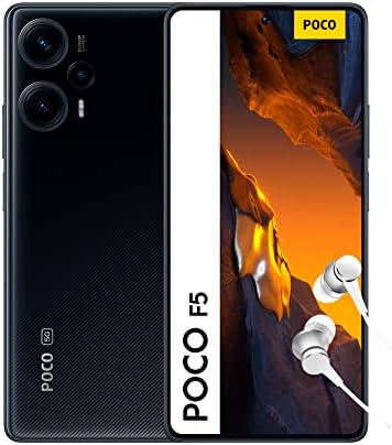 Xiaomi Poco F5 5G + 4G LTE 256GB + 8GB Global Version Unlocked 6.67″ 120Hz 64Mp Triple Camera (Tmobile Mint Tello Metro USA Market) + (w/Fast Car 51W Charger Bundle) (Black Global)