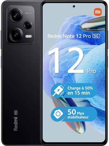 Xiaomi Redmi Note 12 Pro 5G + 4G (128GB + 6GB) Factory Unlocked 6.67″ 50MP Triple Camera (Only Tmobile/Metro/Mint USA Market) + Extra (w/Fast Car Charger Bundle) (Midnight Black)