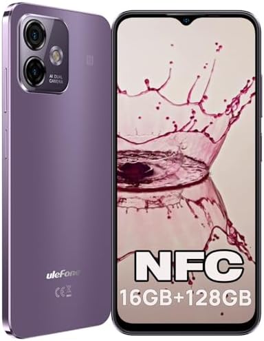 Ulefone Note 16 Pro Unlocked Smartphones NFC, 16+128GB, 50MP Rear Camera, Android 13, 8-core Processor, 8MP Front Camera, 6.52” Display, 4400mAh, Type C 4G LTE Unlocked Cell Phones | Purple