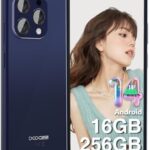 DOOGEE N55 Pro Unlocked Cell Phone, Android 14 Smartphone with 16GB RAM 256GB ROM, 6.56″ HD+ 90Hz IPS Waterdrop Screen, Octa Core, 5150mAh, Dual SIM Unlocked Android Smartphone, Face Unlock,Dark Blue