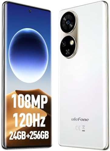 Ulefone Note 17 Pro Unlocked Smartphone, 108MP Rear Camera + 32MP Front Camera, 6.78″ FHD+ AMOLED 120Hz Curved Screen, MTK Helio G99 24GB+256GB, Android 13, 5050mAh Cell Phones, White Mobile Phone NFC