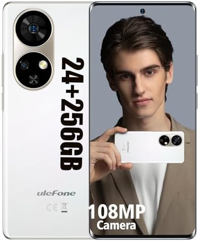 Ulefone Note 17 Pro Unlocked Phone, Up to 24+256GB, 6.78” AMOLED Display, 108MP Camera, 5050mAh, NFC/IR Blaster Remote Control, Android 13, NFC, Fingerprint ID, Dual Nano Smartphones (White)