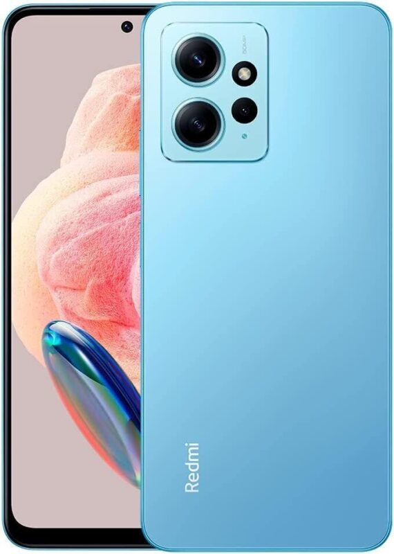 Xiaomi Redmi Note 12 4G LTE (128GB + 6GB) GLOBAL All Bands Unlocked 6.67″ 50MP Triple (Tmobile Mint Tello Global) + (w/ 33W Fast Car Dual Charger Bundle) (Ice blue Global ROM)