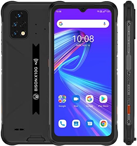 UMIDIGI Bison X10G Rugged Smartphone, NFC, T-Mobile, 4+64G, Rugged Cell Phone Unlocked, IP68/IP69K Waterproof, Android 11, 6.53″ FHD Screen, 6150mAh Battery, 4G Dual SIM