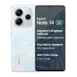 Redmi Note 14 5G (Mystique White, 8GB RAM 128GB Storage) | Global Debut MTK Dimensity 7025 Ultra | 2100 nits Segment Brightest 120Hz AMOLED | 50MP Sony LYT 600 OIS+EIS Triple Camera