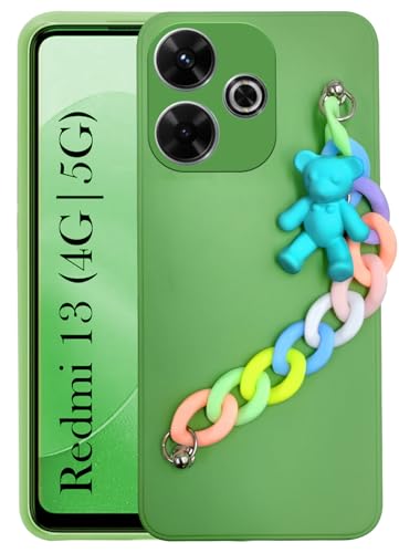 Jkobi Back Cover for Xiaomi Mi Redmi 13 4G | 5G Girls Case with Bracelet (Wrist Hanging Chain | Teddy Toy Cartoon)