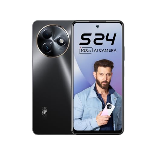 itel S24 (8GB RAM + 128GB ROM) Upto 16GB RAM with Memory Fusion | 108MP AI Rear Camera | 6.6″ HD+ 90 Hz Punch Hole | Helio G91 | Dual DTS Speakers | Side Fingerprint | 18W Type C | Starry Black